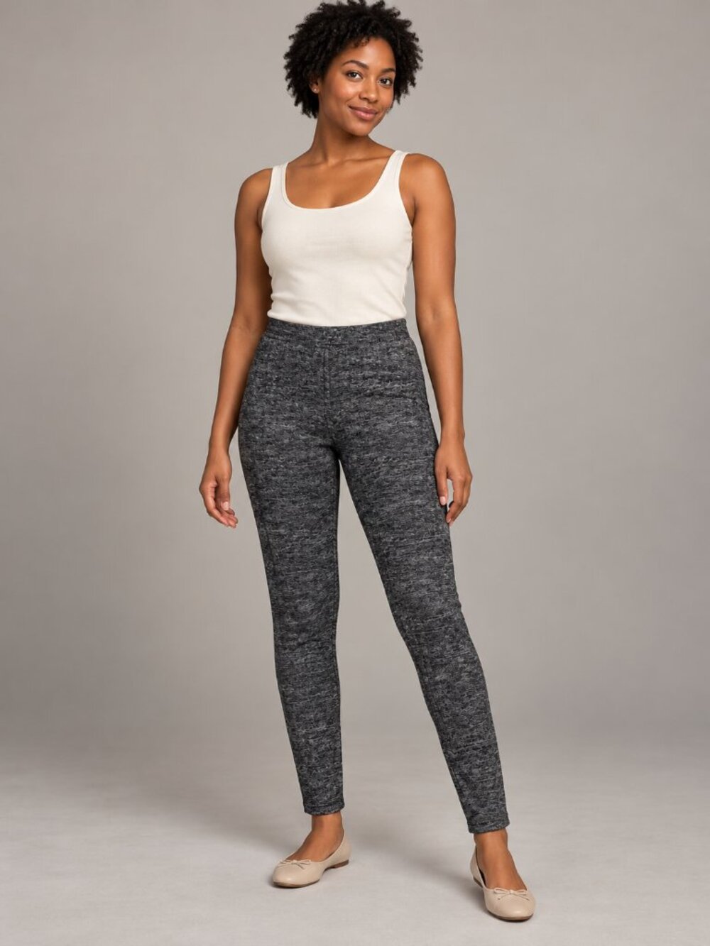 Bobbie Brooks Gray Marled Stretch Leggings Size M Athleisure Casual Pants